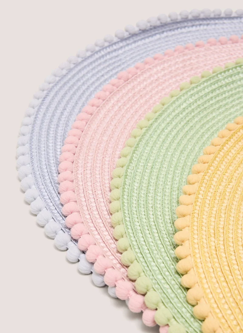 ماتلان 4 Pack Multicolour Round Pom Placemats